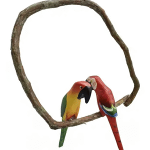 Pássaro De Madeira Casal De Araras No Cipó Artesanal